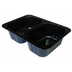 DT50GN - 190x136x50 mm - Contenitore biscomparto in CPET Nero