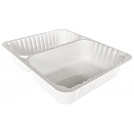 DB50LB - 227x190x50 mm - Contenitore biscomparto in CPET Bianco